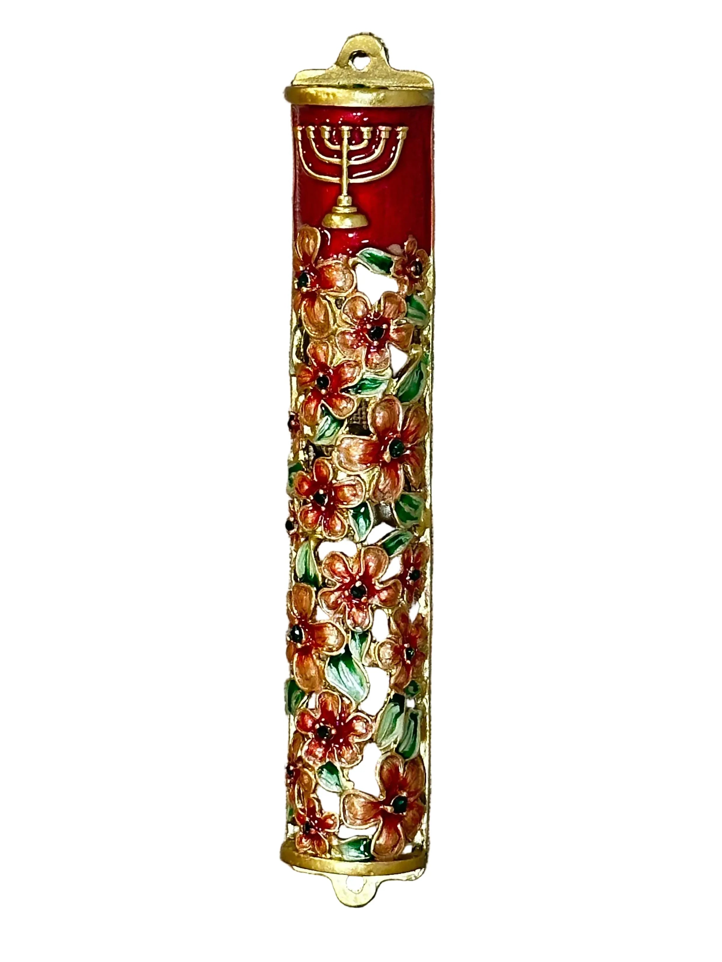 Decorative Metal Mezuzah - Floral Model - Orot Judaica
