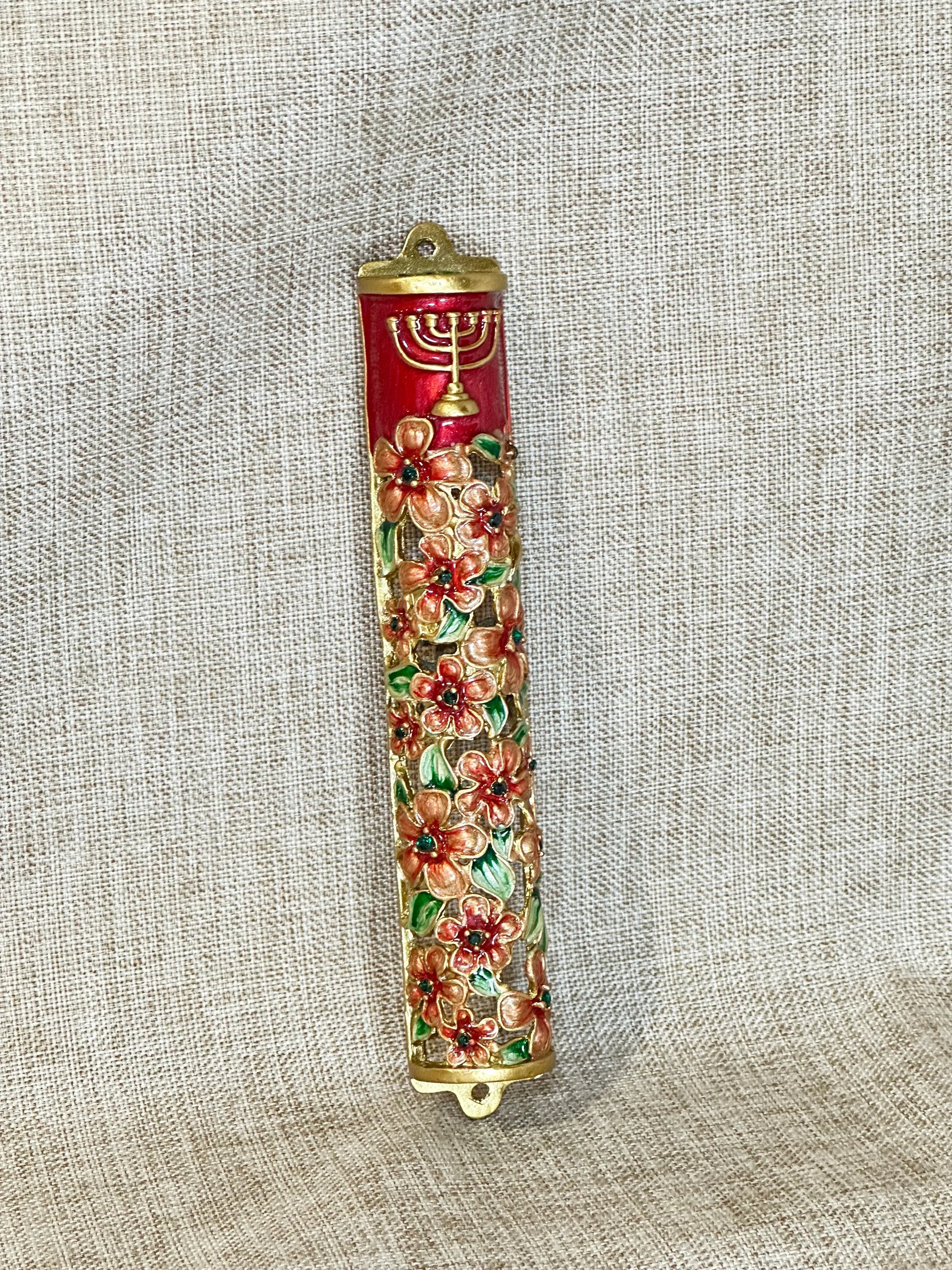 Decorative Metal Mezuzah - Floral Model - Orot Judaica