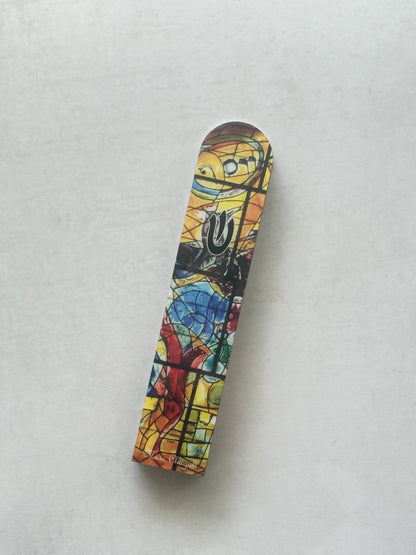 Wood Mezuzah Case - Chagall Design - Orot Judaica