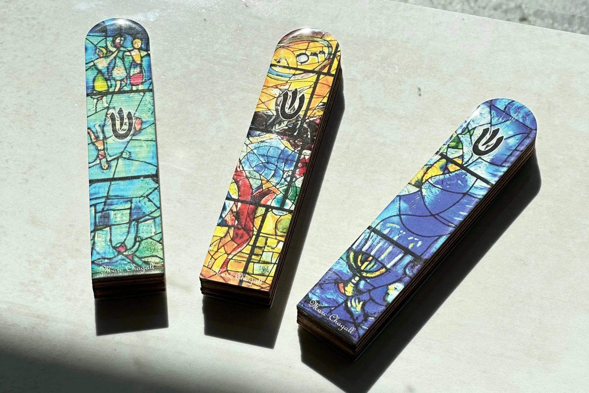 Wood Mezuzah Case - Chagall Design - Orot Judaica