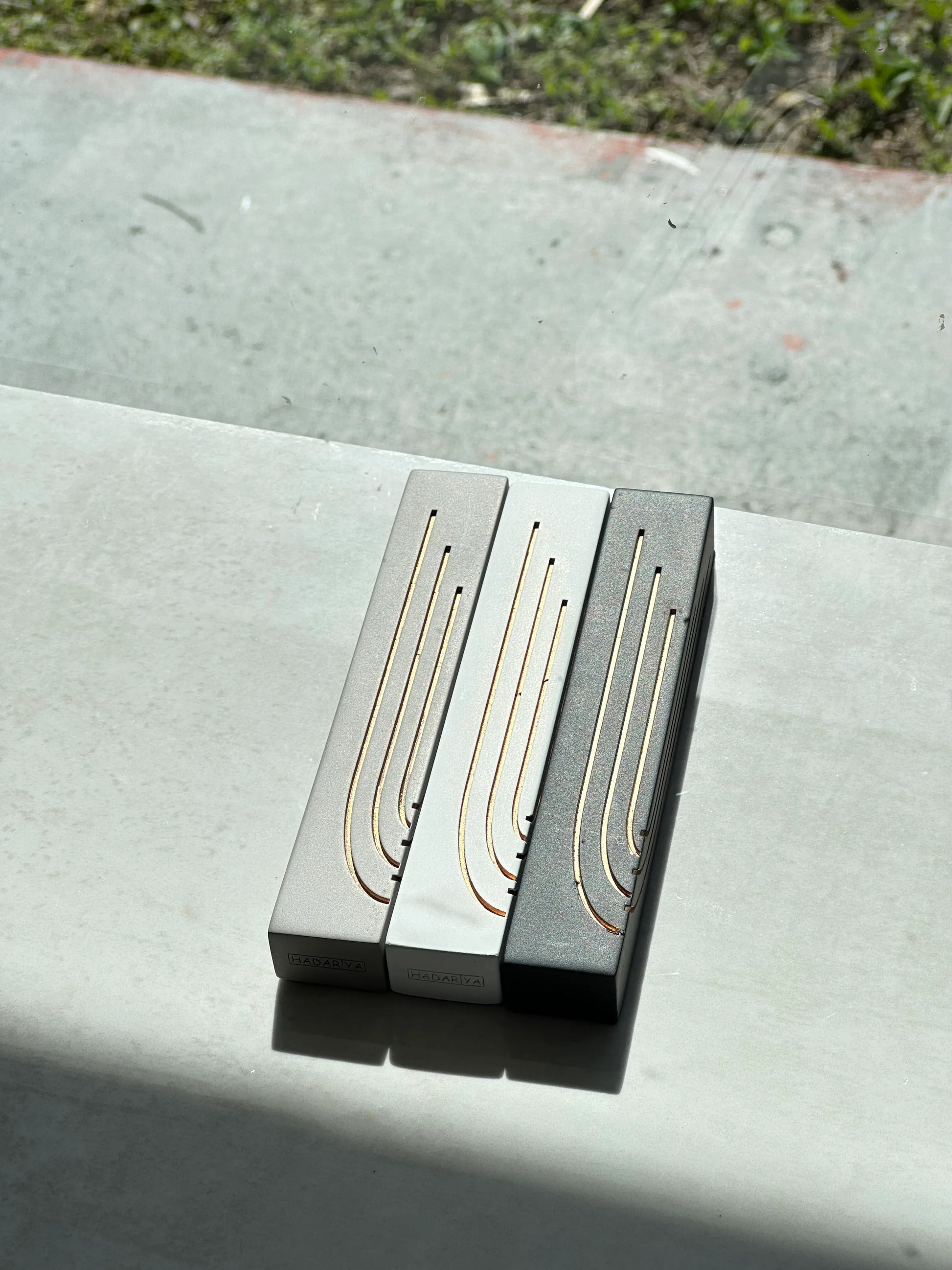 Luxury Concrete Mezuzah Case with Gold Engraving - Glam Collection - Orot Judaica