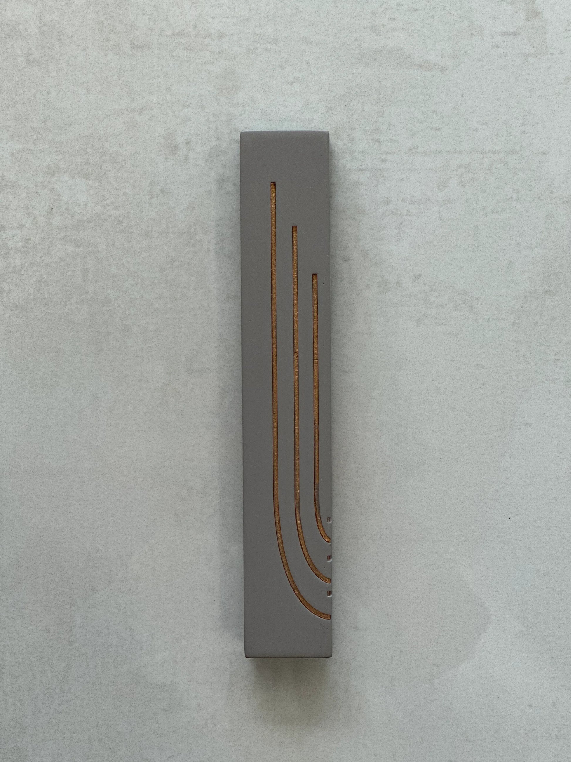 Luxury Concrete Mezuzah Case with Gold Engraving - Glam Collection - Orot Judaica