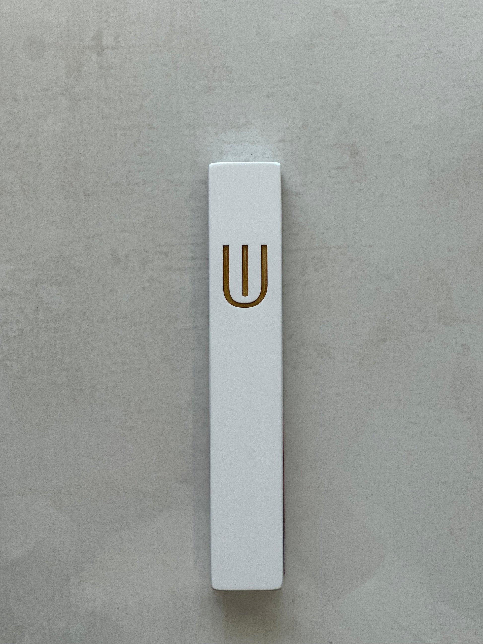 White Concrete Mezuzah Case - White Gold - Orot Judaica