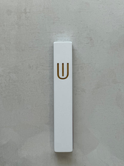 White Concrete Mezuzah Case - White Gold - Orot Judaica