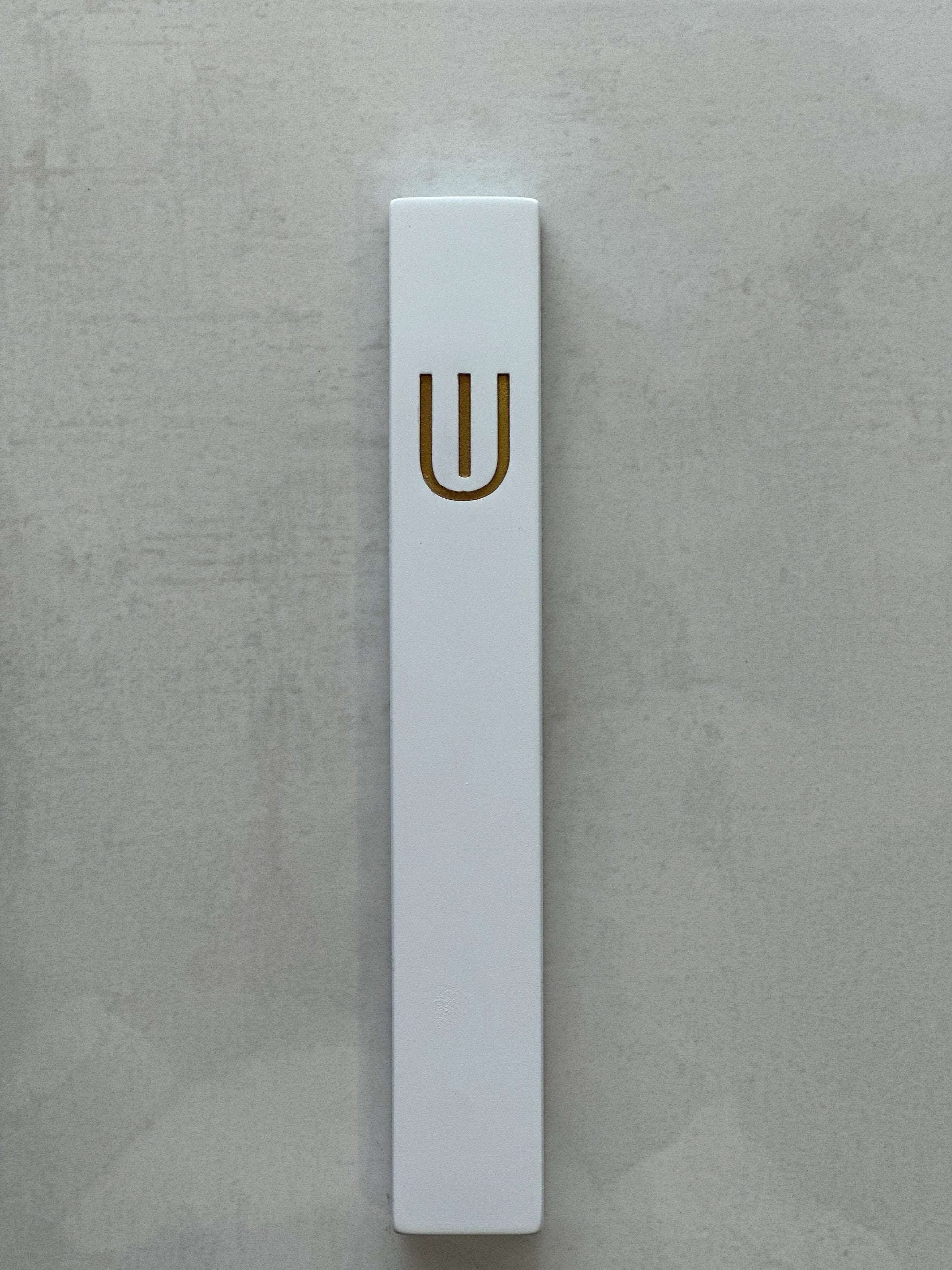 White Concrete Mezuzah Case - White Gold - Orot Judaica