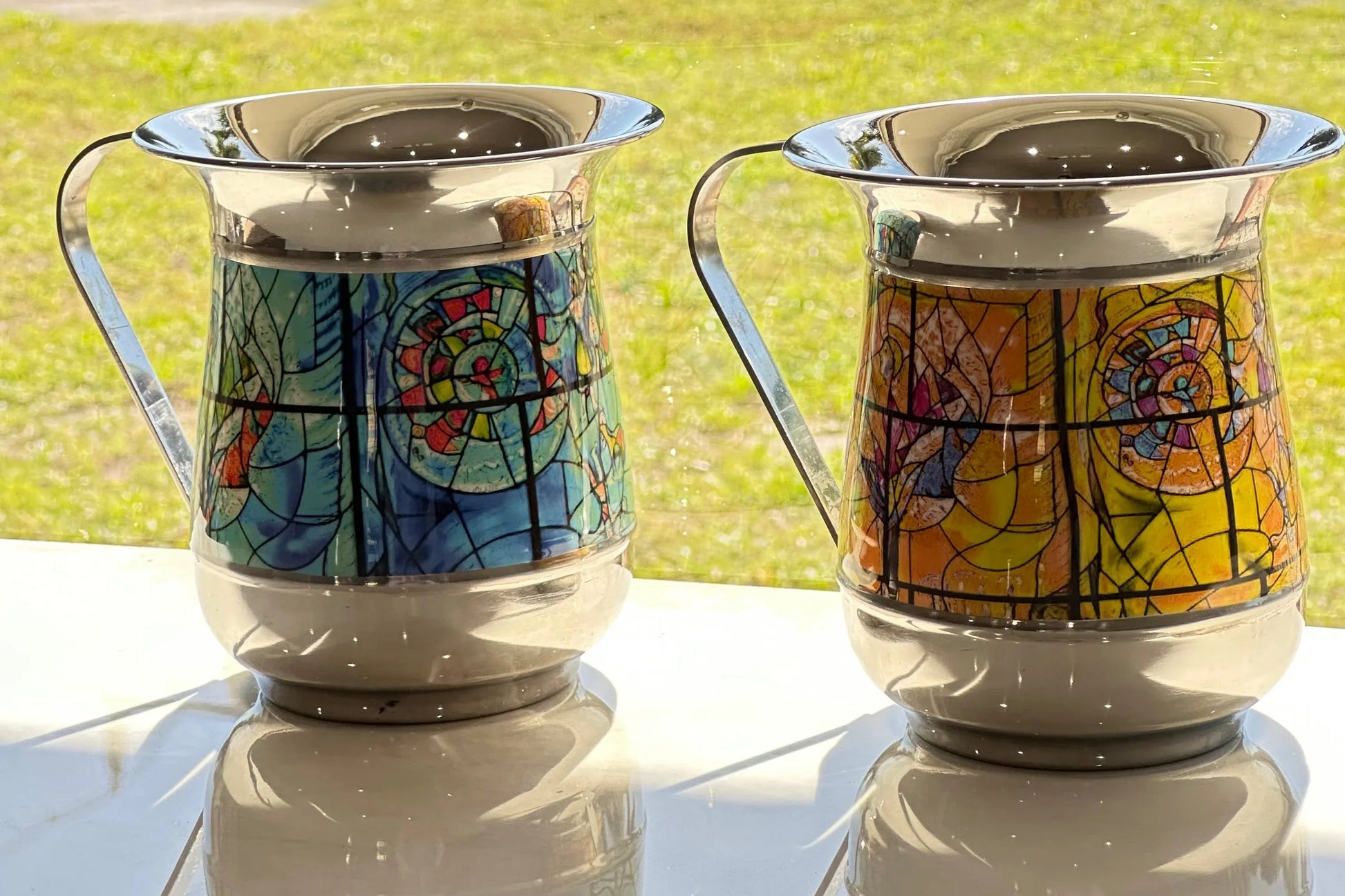 Stainless Steel Netilat Yadayim Washing Cup - Chagall Design - Orot Judaica