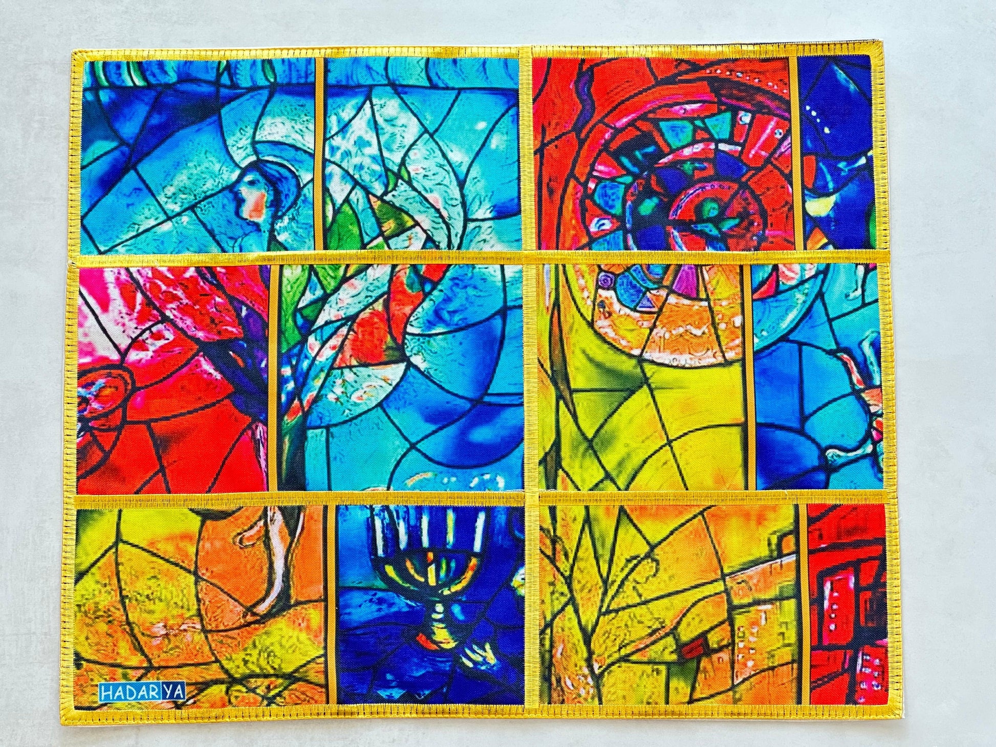 Bamboo Fabric Challah Cover - Chagall Windows - Orot Judaica
