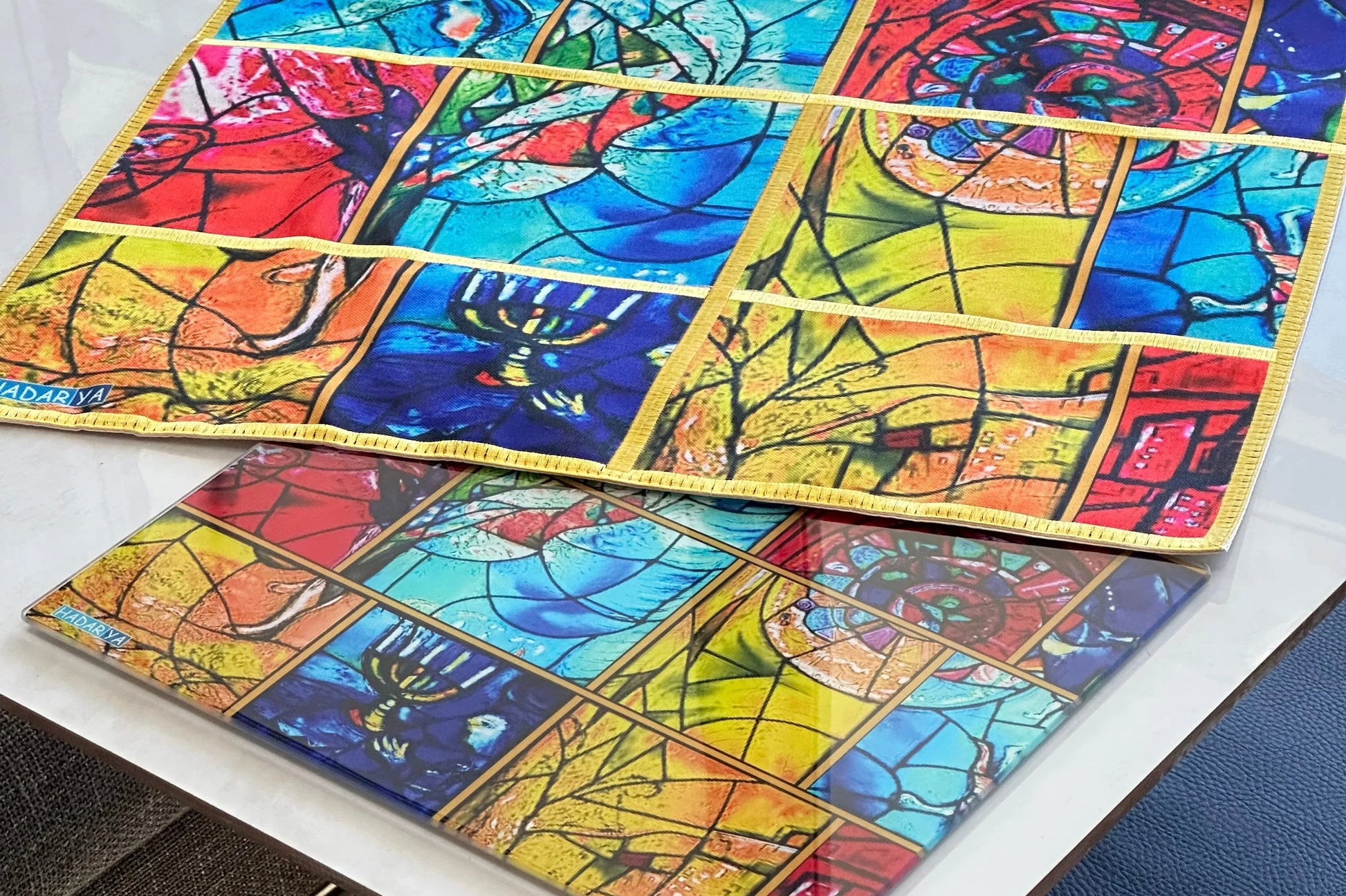 Glass Challah Tray - Chagall Windows - Orot Judaica
