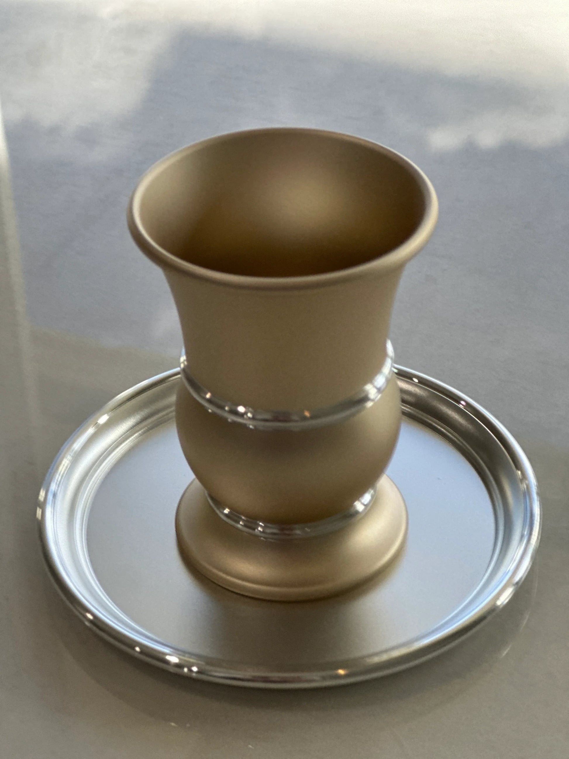 Aluminum Kiddush Cup with Saucer - Orot Judaica