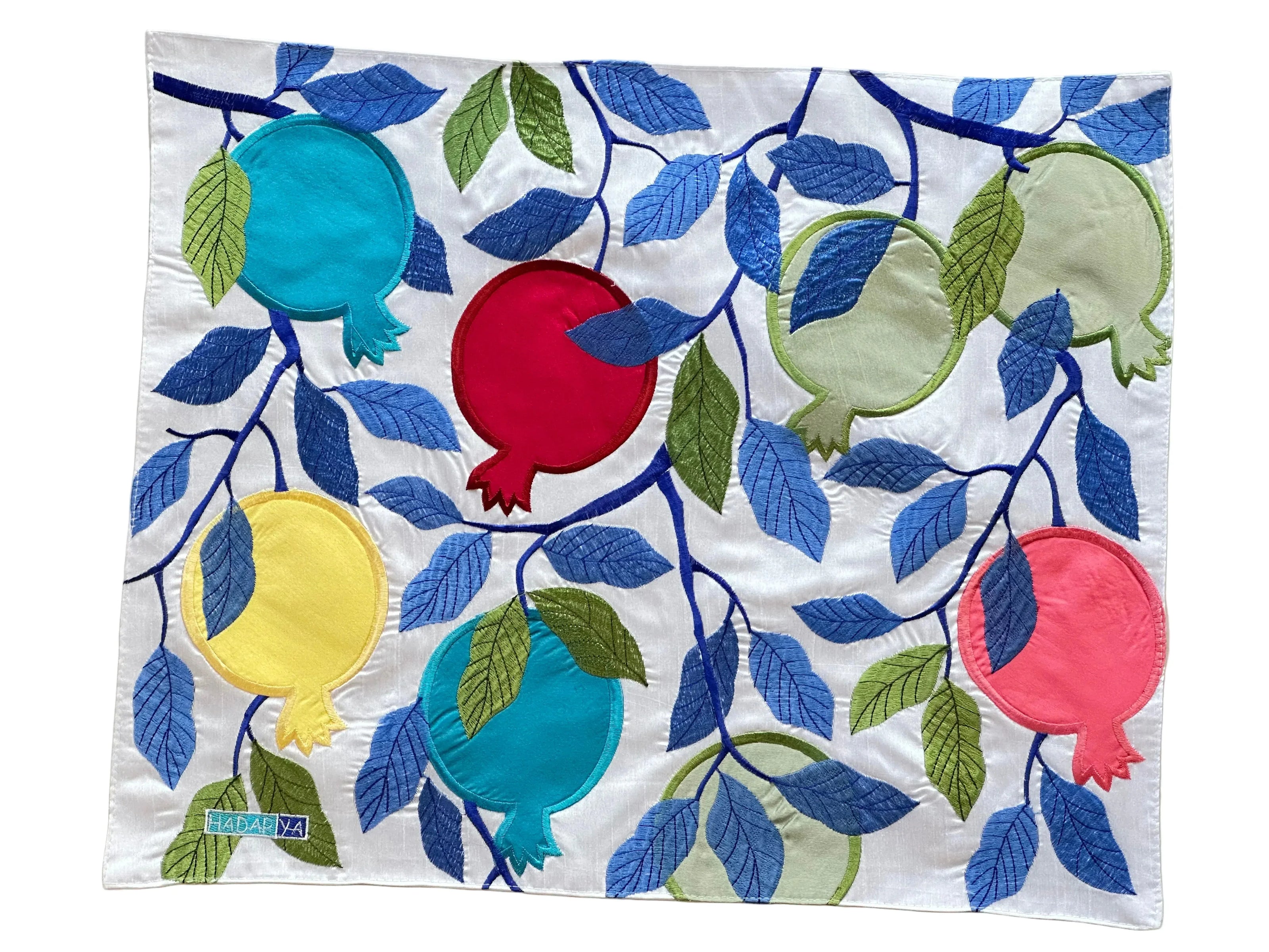 Bamboo Fabric Challah Cover - Colorful Pomegranates - Orot Judaica