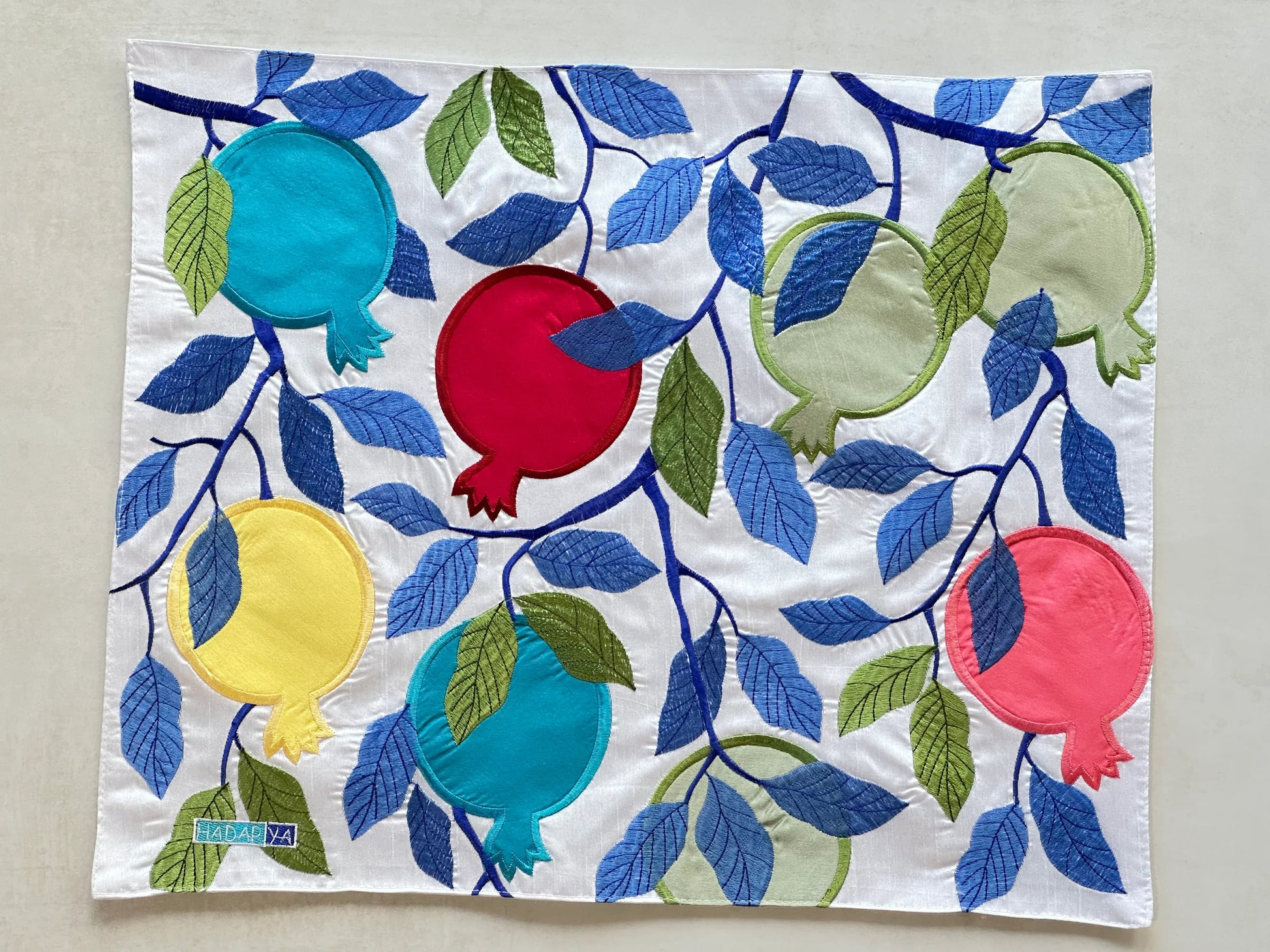 Bamboo Fabric Challah Cover - Colorful Pomegranates - Orot Judaica