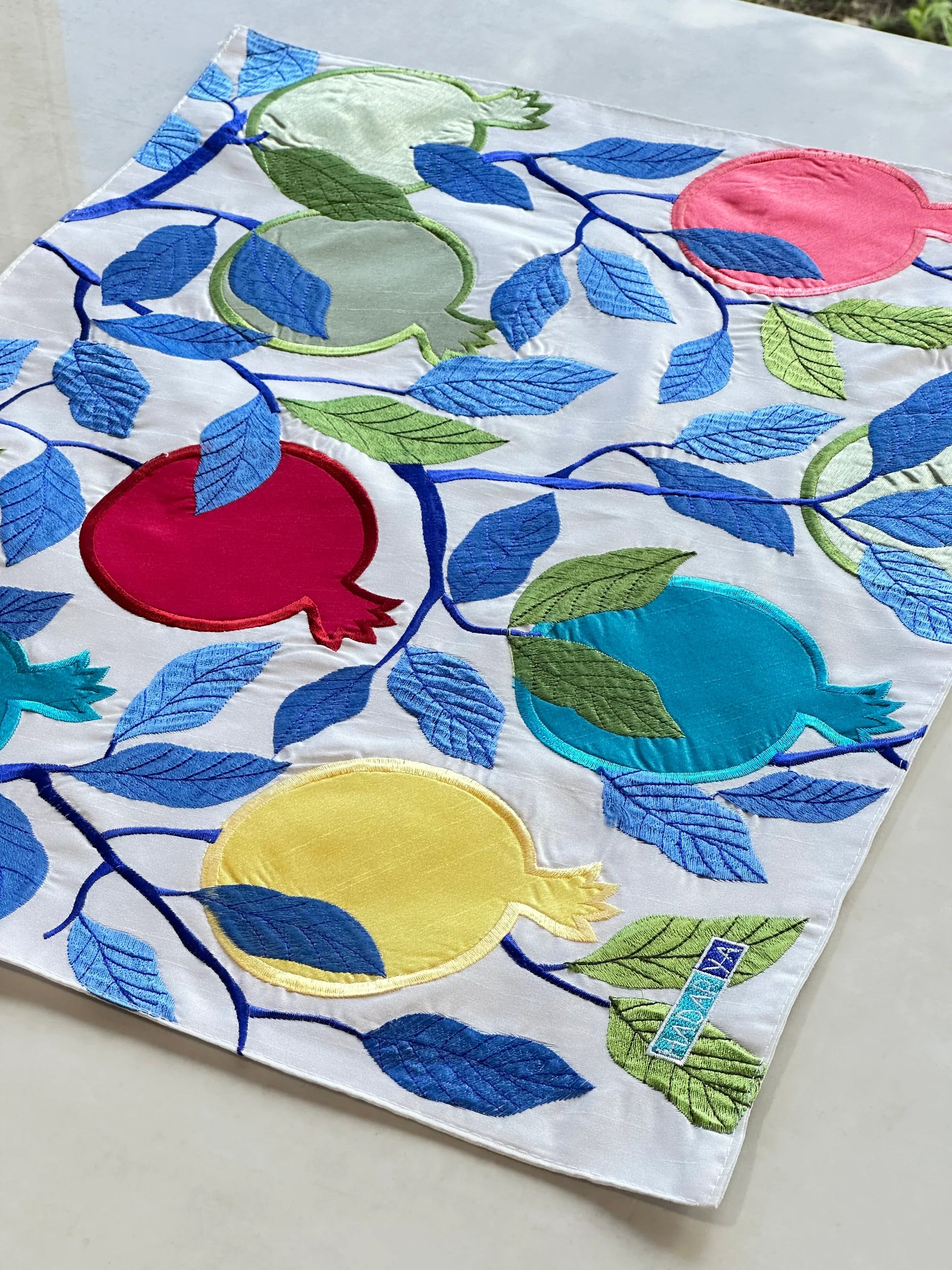 Bamboo Fabric Challah Cover - Colorful Pomegranates - Orot Judaica