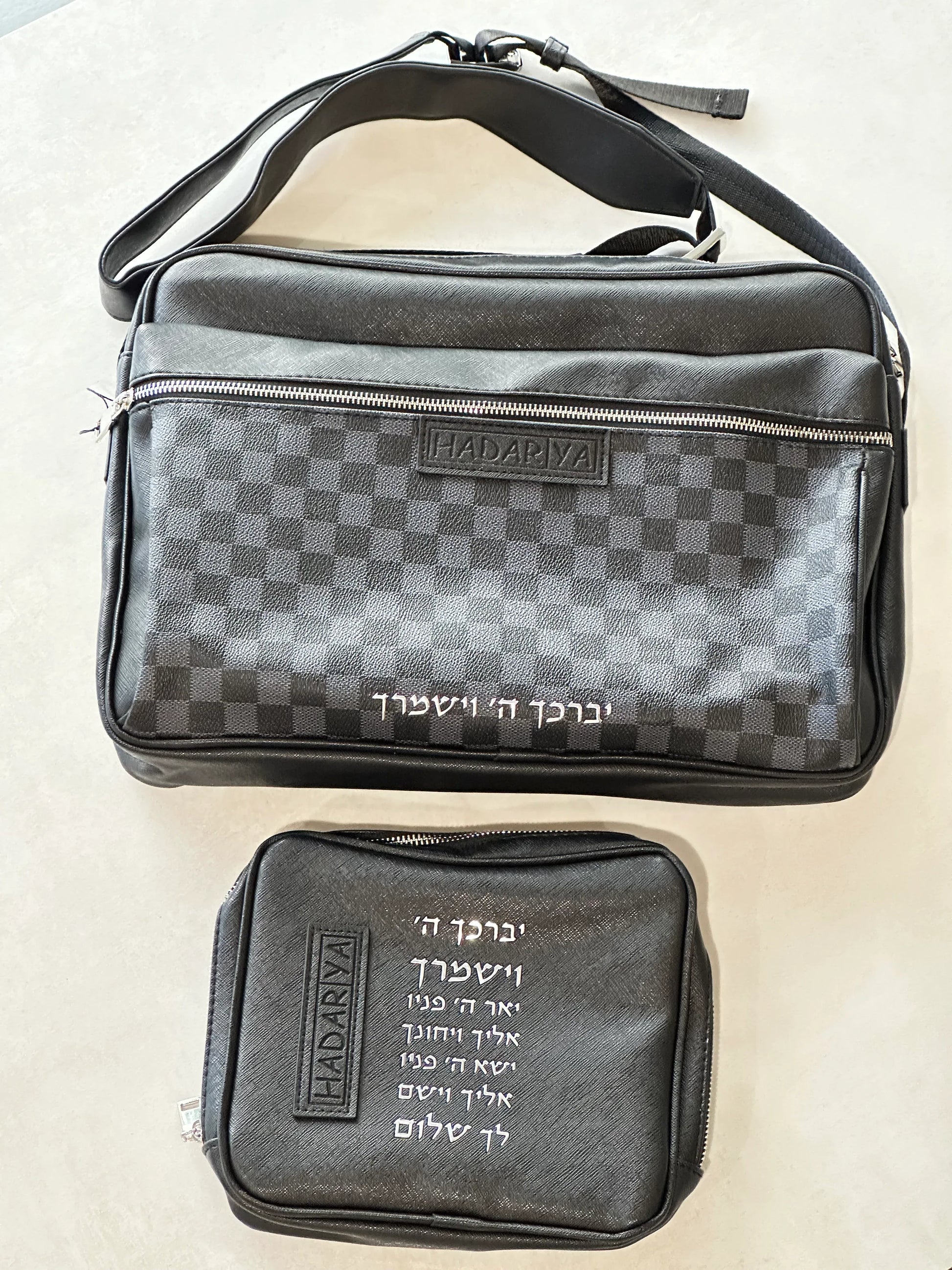 Tallit and Tefillin Bag Set - Industrial Leather - Orot Judaica