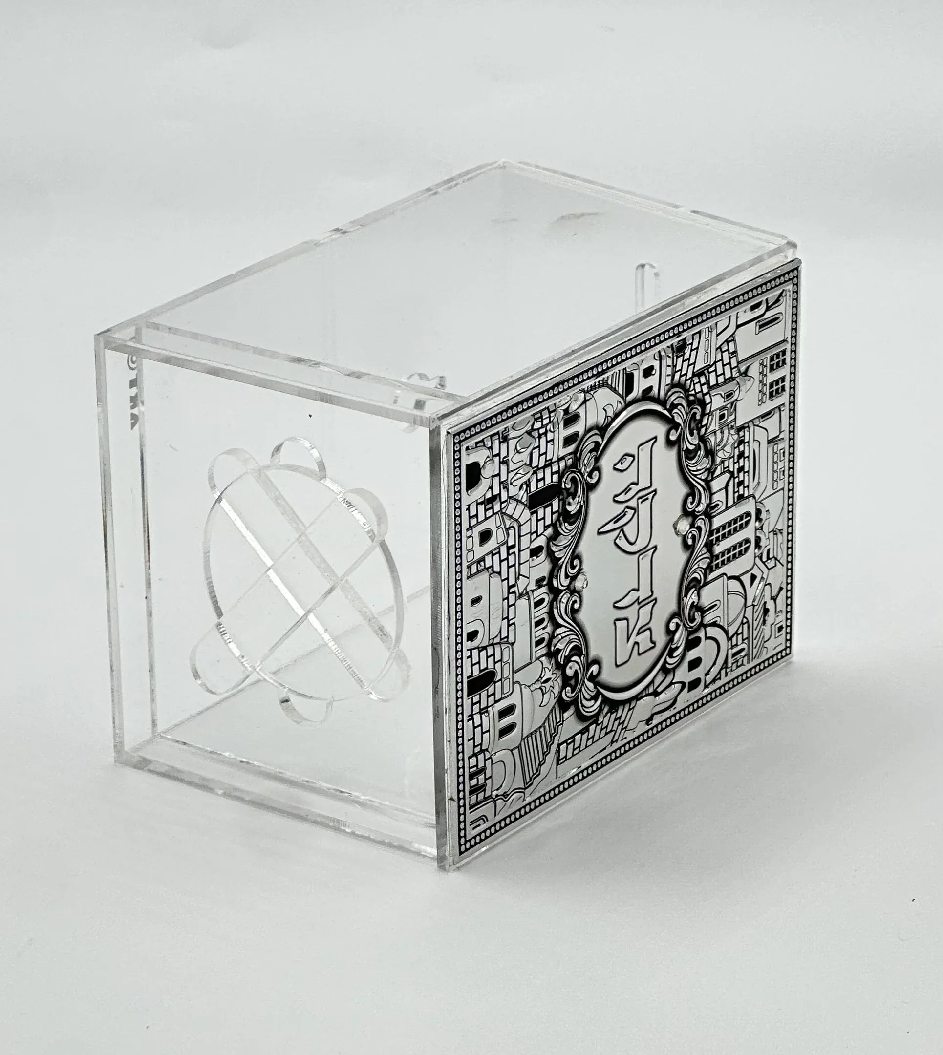 Acrylic Tzedakah Box "Jerusalem" with Silver Decorative Plaque - Orot Judaica