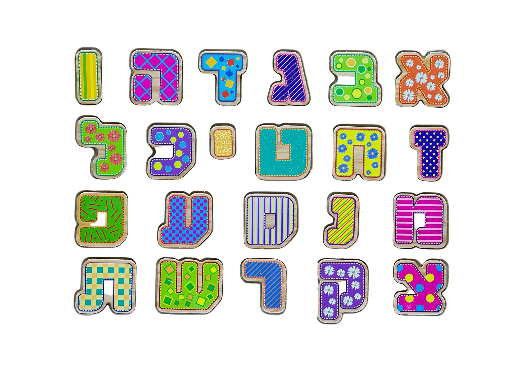 Colorful Hebrew Alphabet Wooden Puzzle - Orot Judaica