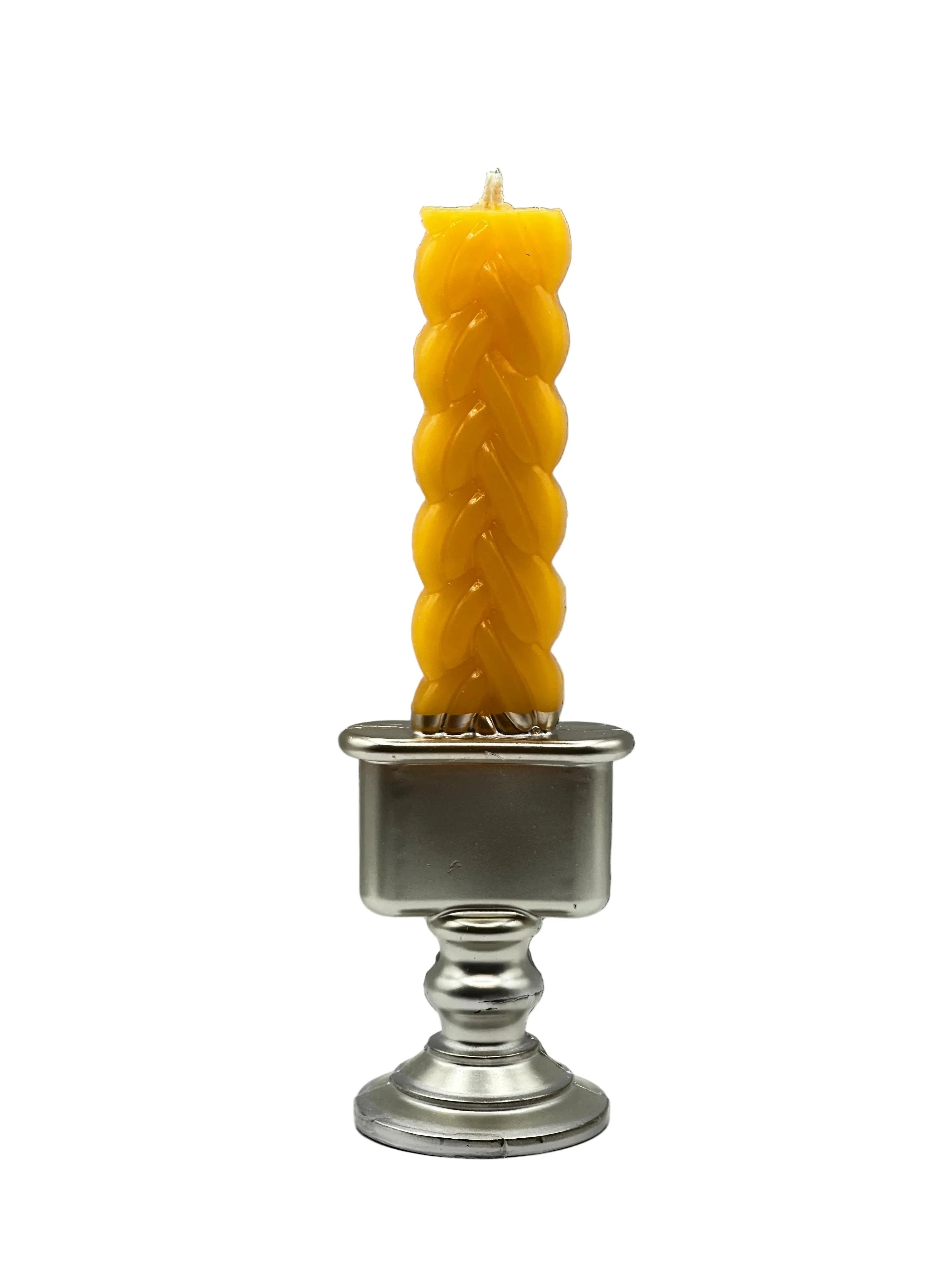 Havdalah Candle - Silver Candlestick Sculpted Design - Orot Judaica