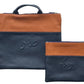 Tallit and Tefillin Bag with Handle Set - Genuine Leather Blue and Brown - Orot Judaica