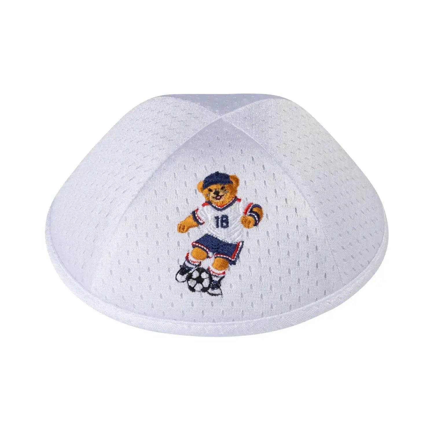 Kippah - iKIPPAH Embroidered Soccer Bear on Mesh Yarmulke