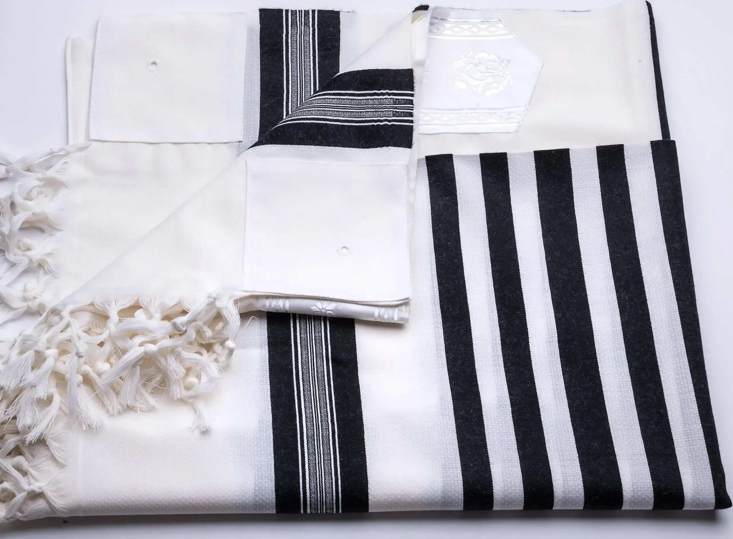 Tallit Shacharit Black - 100% Rehelim Wool - Mishkan HaTchelet - Orot Judaica