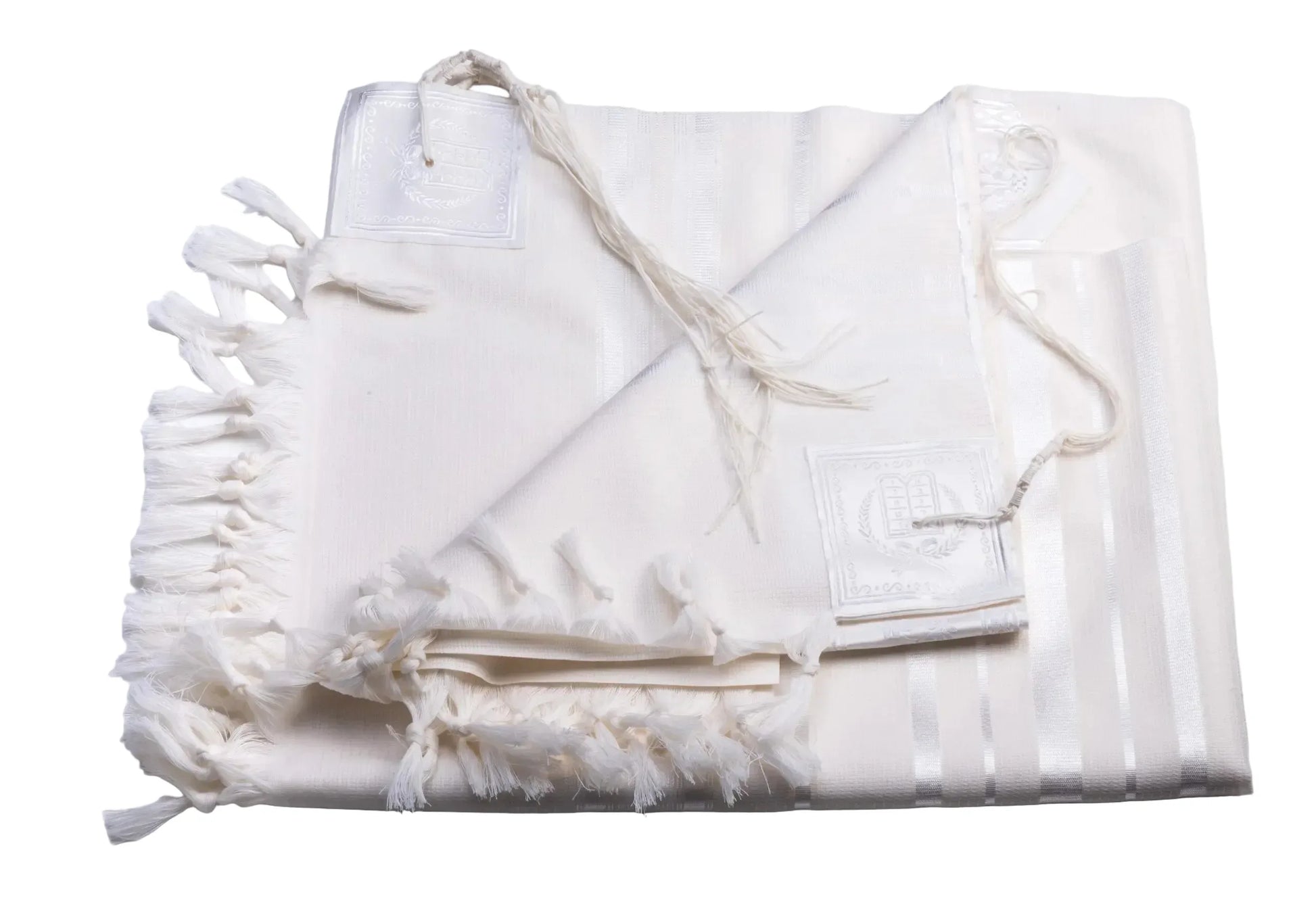 Tallit Tashbetz White - 100% Rehelim Wool - Mishkan HaTchelet - Orot Judaica