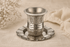 Kiddush Cup – Nickel Kiddush Cup with Saucer | Filigree Borei Pri HaGafen Design
