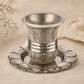 Kiddush Cup – Nickel Kiddush Cup with Saucer | Filigree Borei Pri HaGafen Design