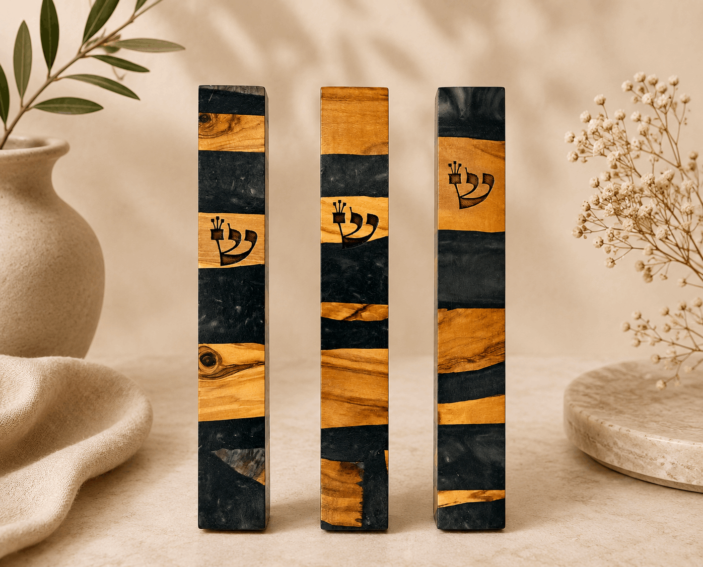 Mezuzah Case – Wood & Epoxy Mezuzah | Fits 4.7" or 7.9" Klaf