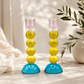 Candlesticks – Modern Glass Shabbat & Yom Tov Candlesticks | Pastel Blue, Yellow & Pink Bubble Design