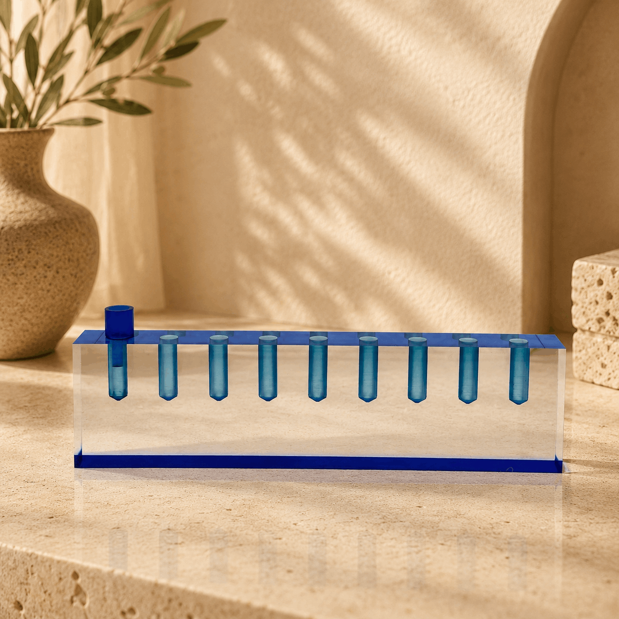 Hanukkiah – Clear Acrylic Hanukkah Menorah for Oil Cups | Modern Design