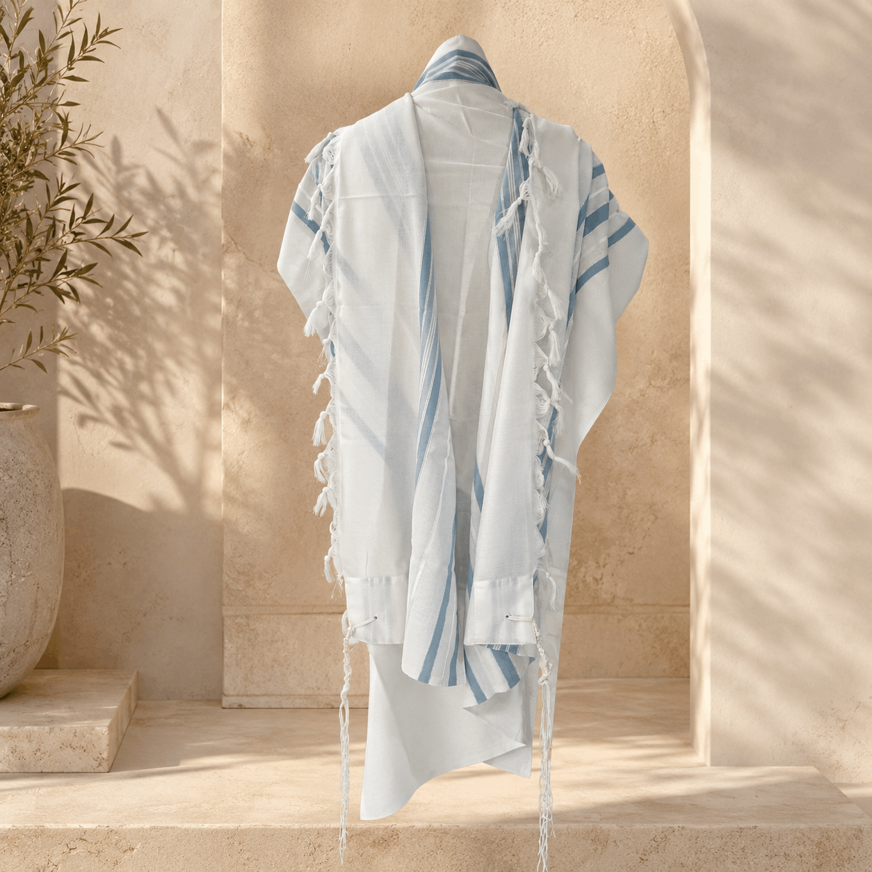 Tallit Tashbetz Bright Blue - 100% Rehelim Wool - Mishkan HaTchelet