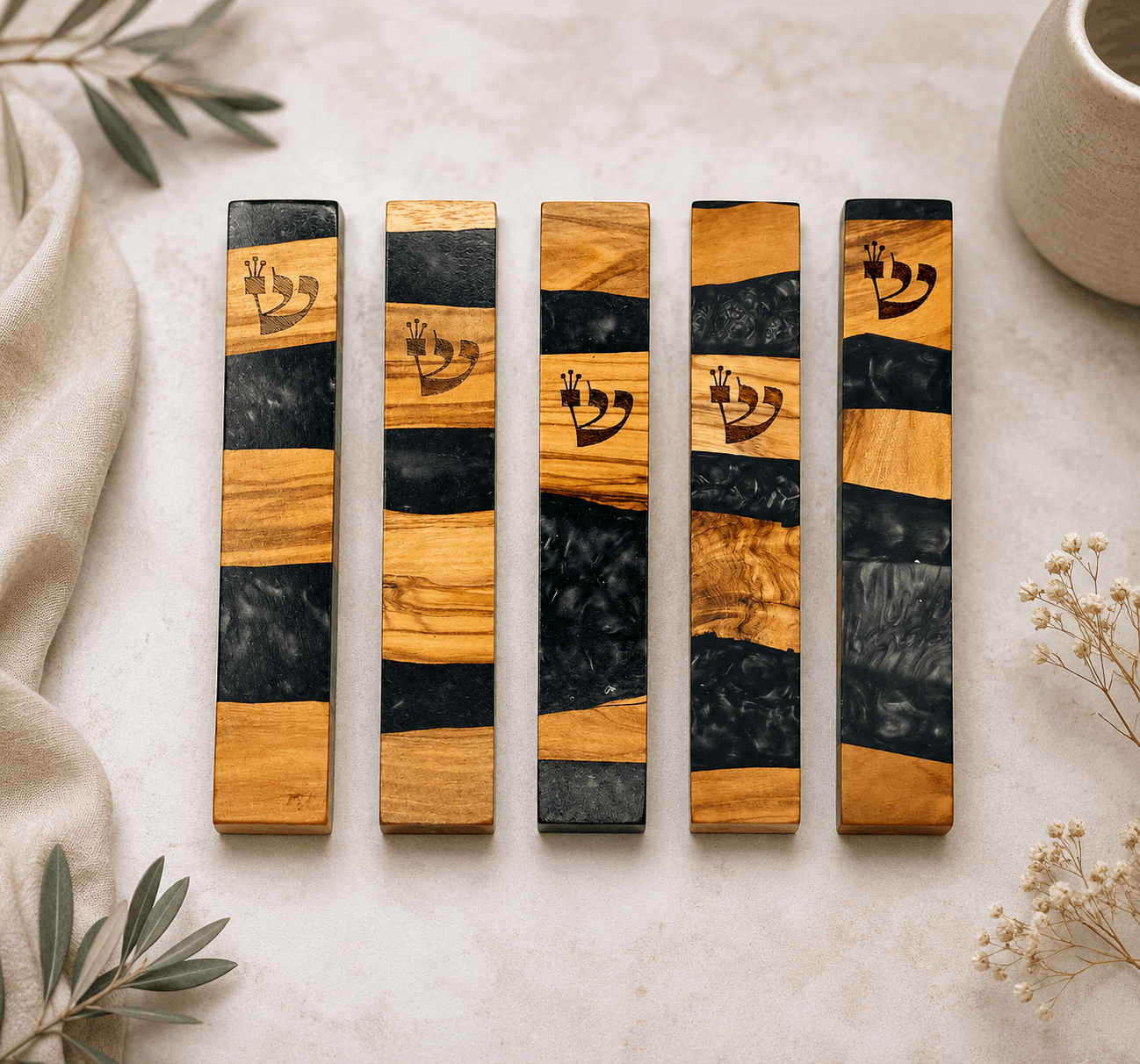 Mezuzah Case – Wood & Epoxy Mezuzah | Fits 4.7" or 7.9" Klaf