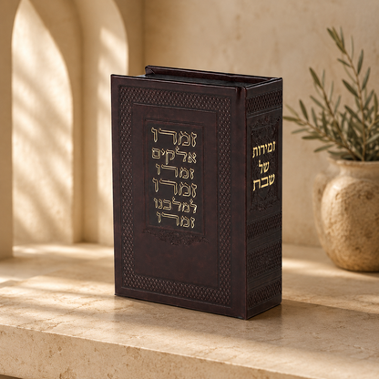 Zemirot – Set of 6 Hebrew Shabbat Zemirot Benchers with Faux Leather Holder | Miller | Name Embossing