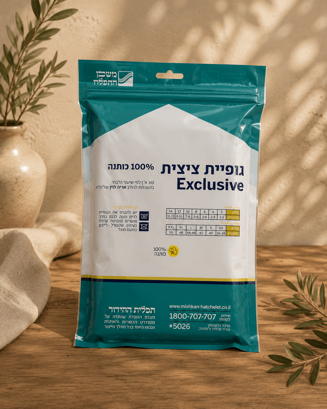 Tzitzit Undershirt - 100% Cotton Exclusive by Mishkan HaTchelet