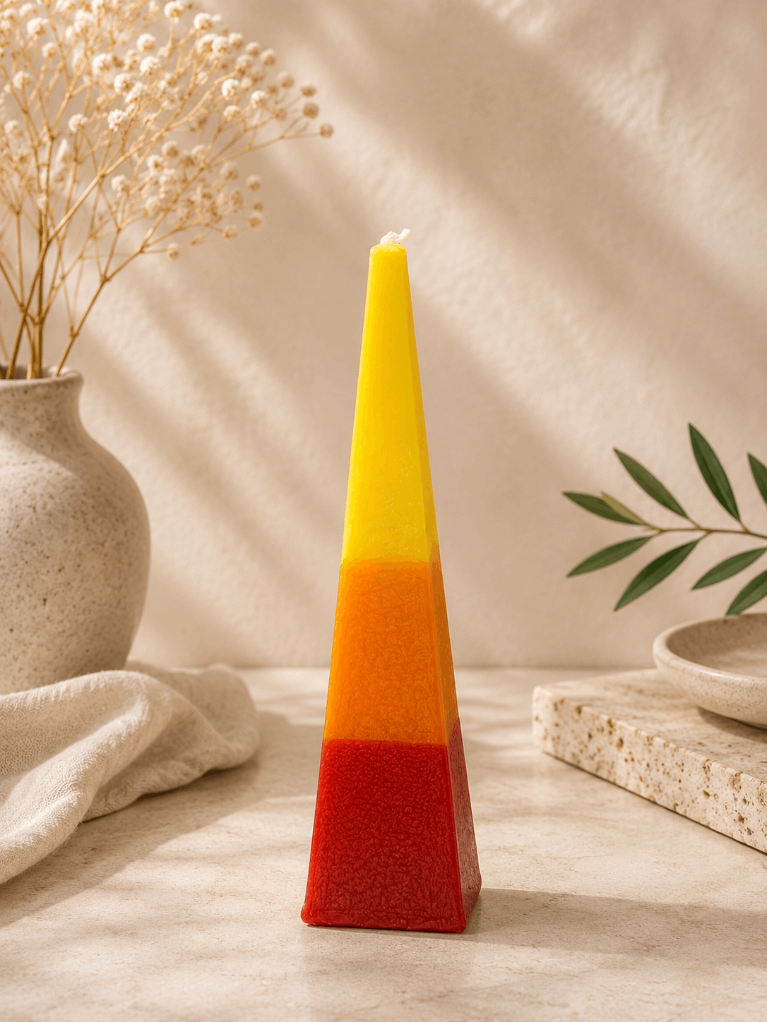 Havdalah Candle - Modern Pyramid Design Multicolor