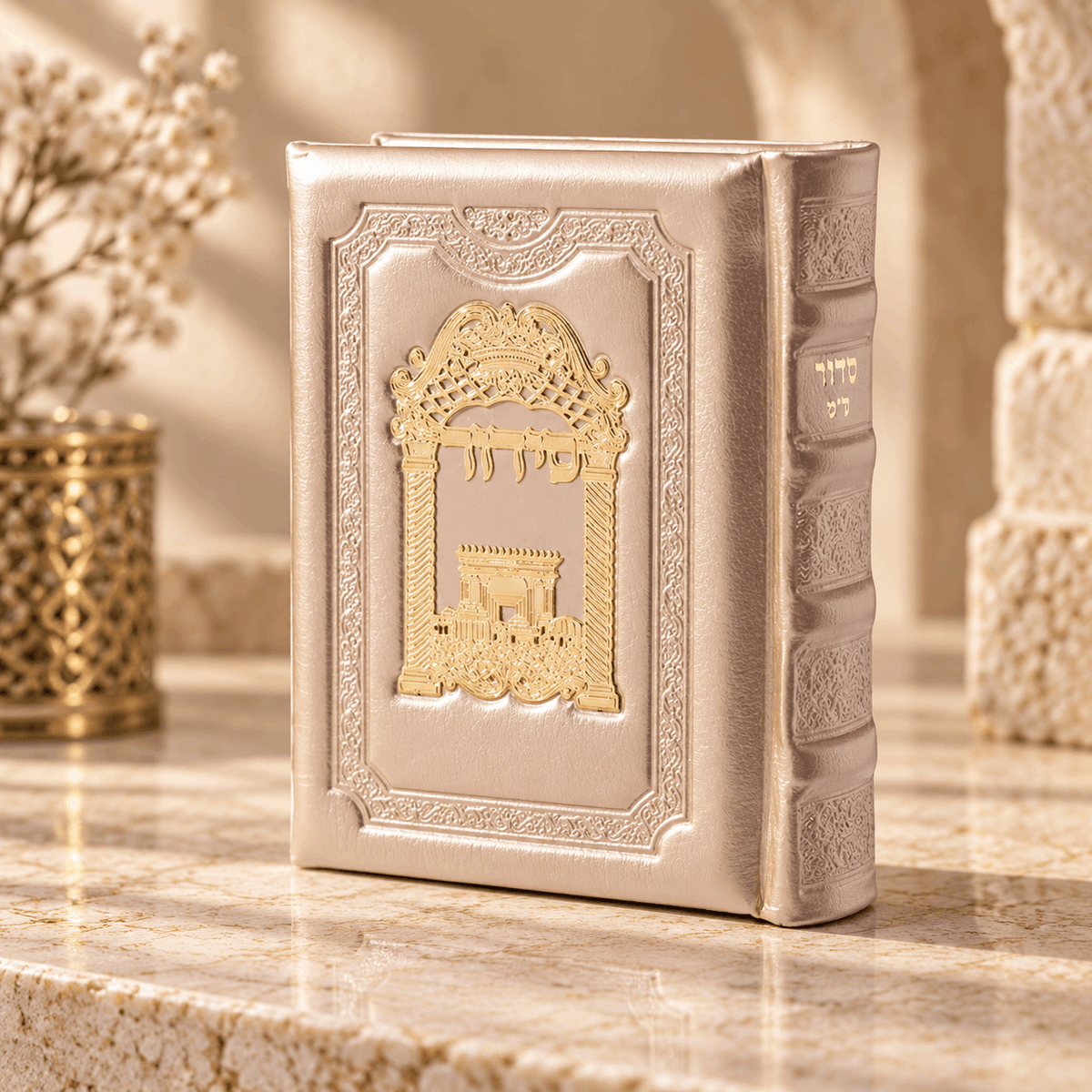 Siddur – Genuine Leather Hebrew Prayer Book with Tehillim | 14K Gold Plaque |Name stamping