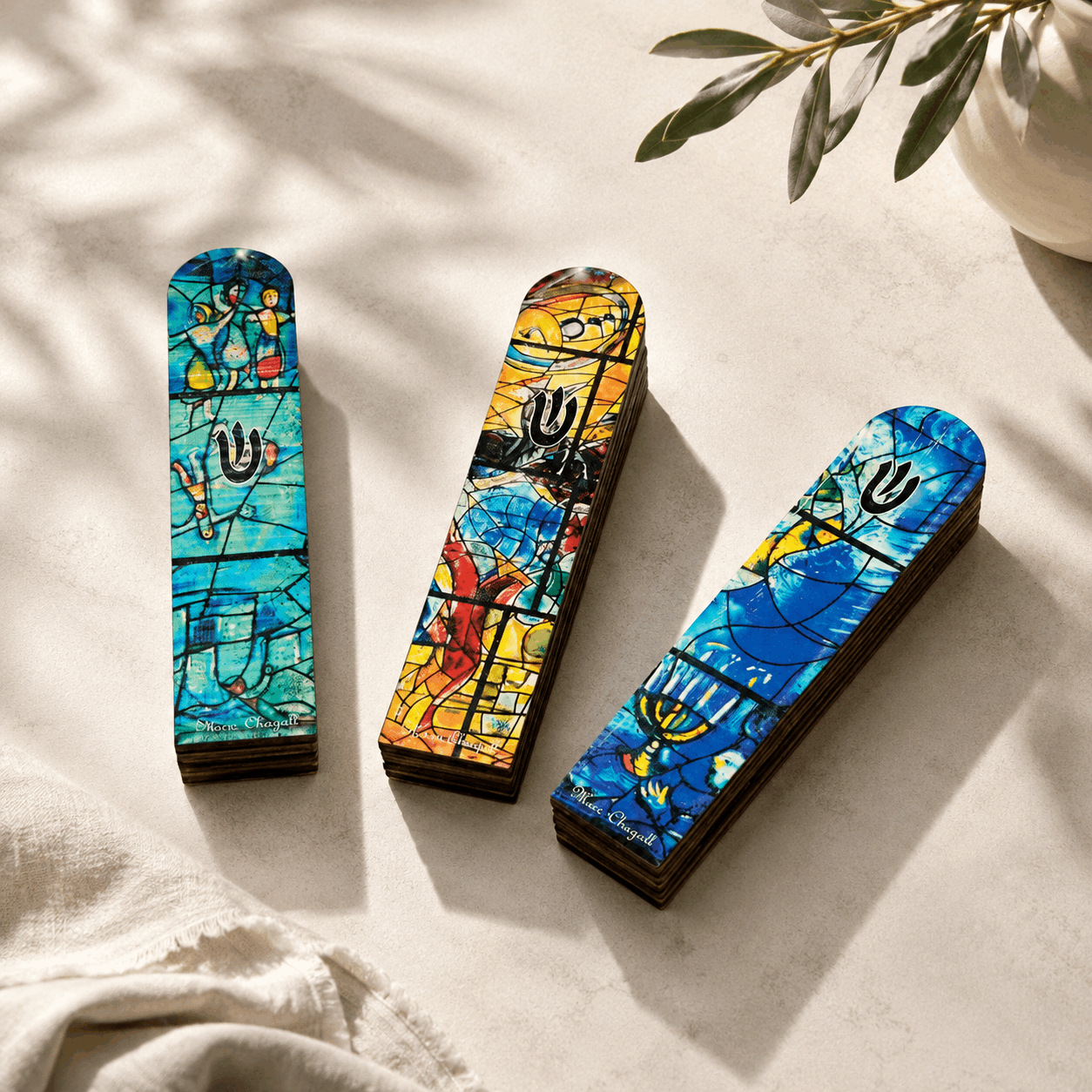 Mezuzah Case – Chagall Inspired Wooden Mezuzah | Fits 4.9" Klaf