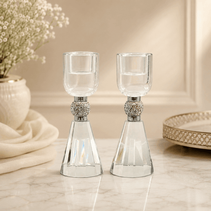 Candlesticks - Crystal Shabbat & Yom Tov Candlesticks | Crystal Bead Design