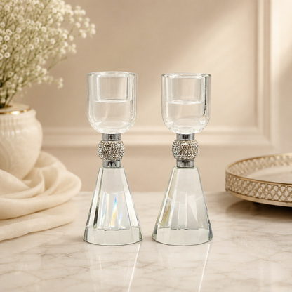 Candlesticks - Crystal Shabbat & Yom Tov Candlesticks | Crystal Bead Design