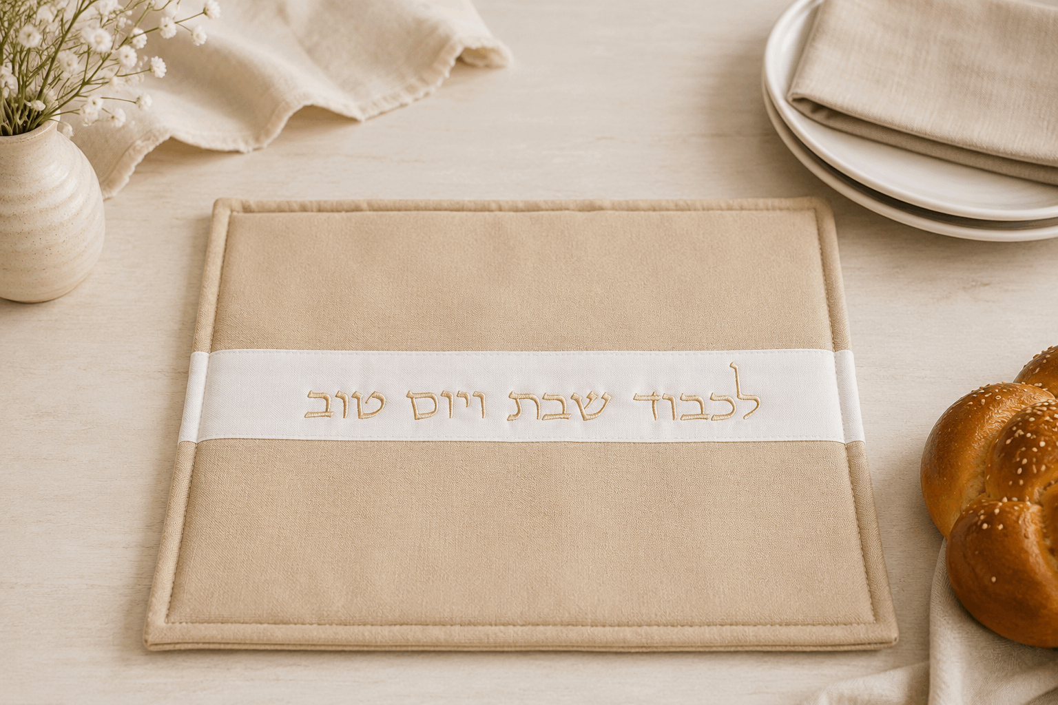 Hot Plate Cover – Shabbat Heat-Retaining Cover | Cream Gold Edition