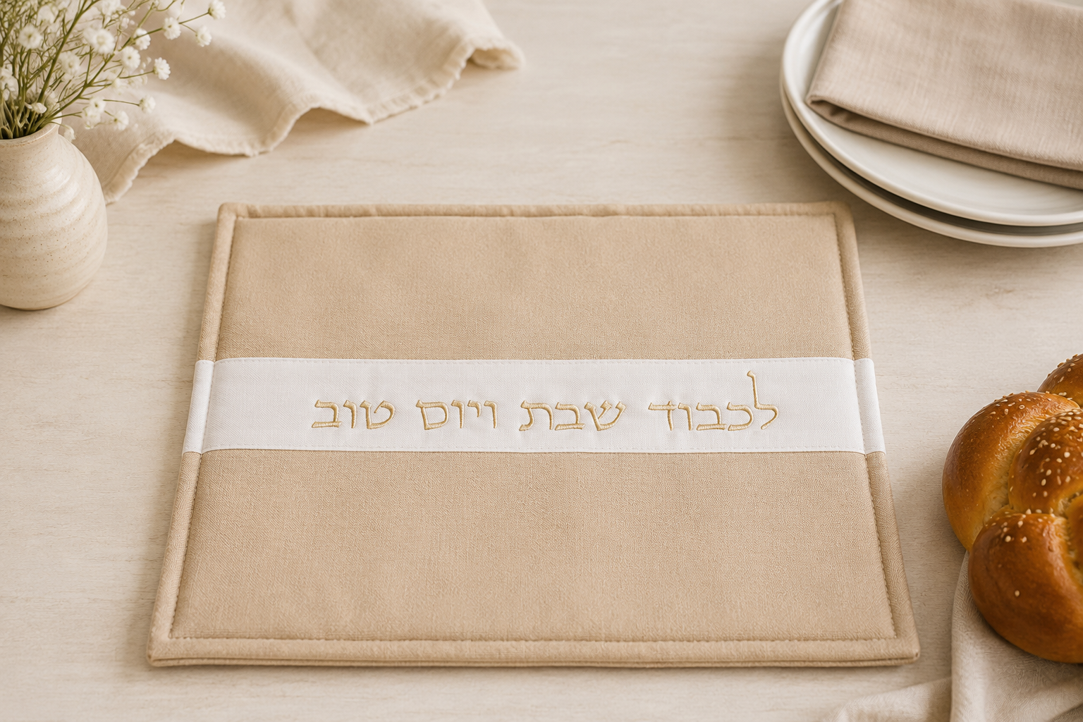 Hot Plate Cover – Shabbat Heat-Retaining Cover | Cream Gold Edition