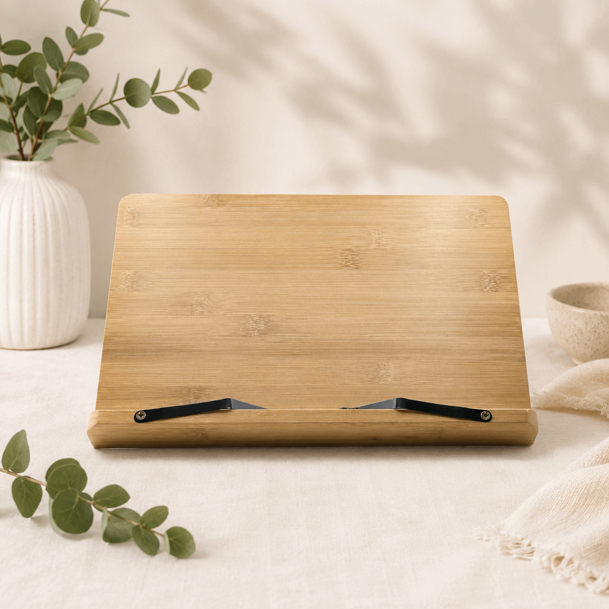 Shtender – Adjustable Folding Bamboo Book Stand with Page Holders | Wooden Jewish Book Rest