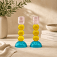 Candlesticks – Modern Glass Shabbat & Yom Tov Candlesticks | Pastel Blue, Yellow & Pink Bubble Design