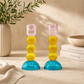 Candlesticks – Modern Glass Shabbat & Yom Tov Candlesticks | Pastel Blue, Yellow & Pink Bubble Design