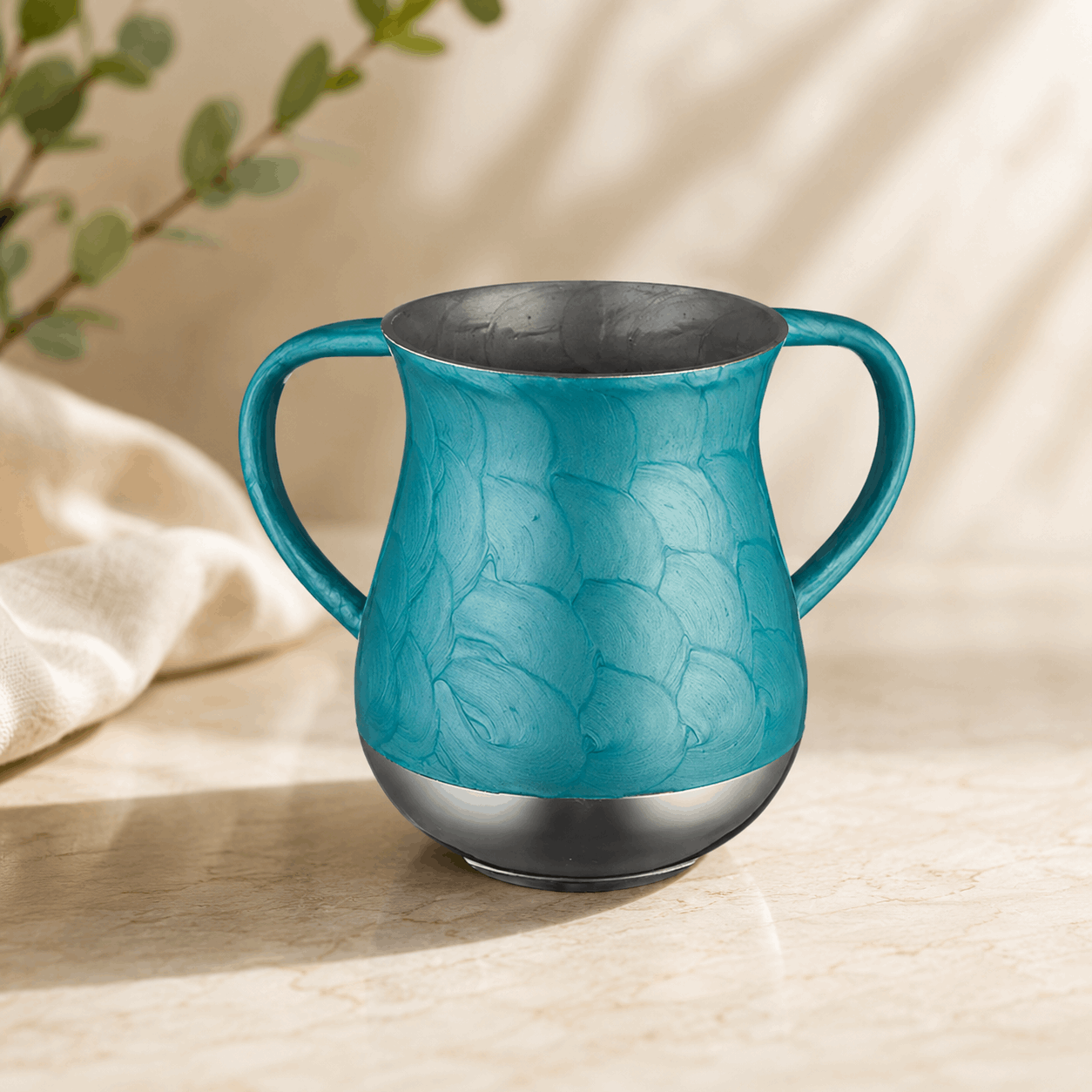 Netilat Yadayim Washing Cup - Sky Blue Aluminum