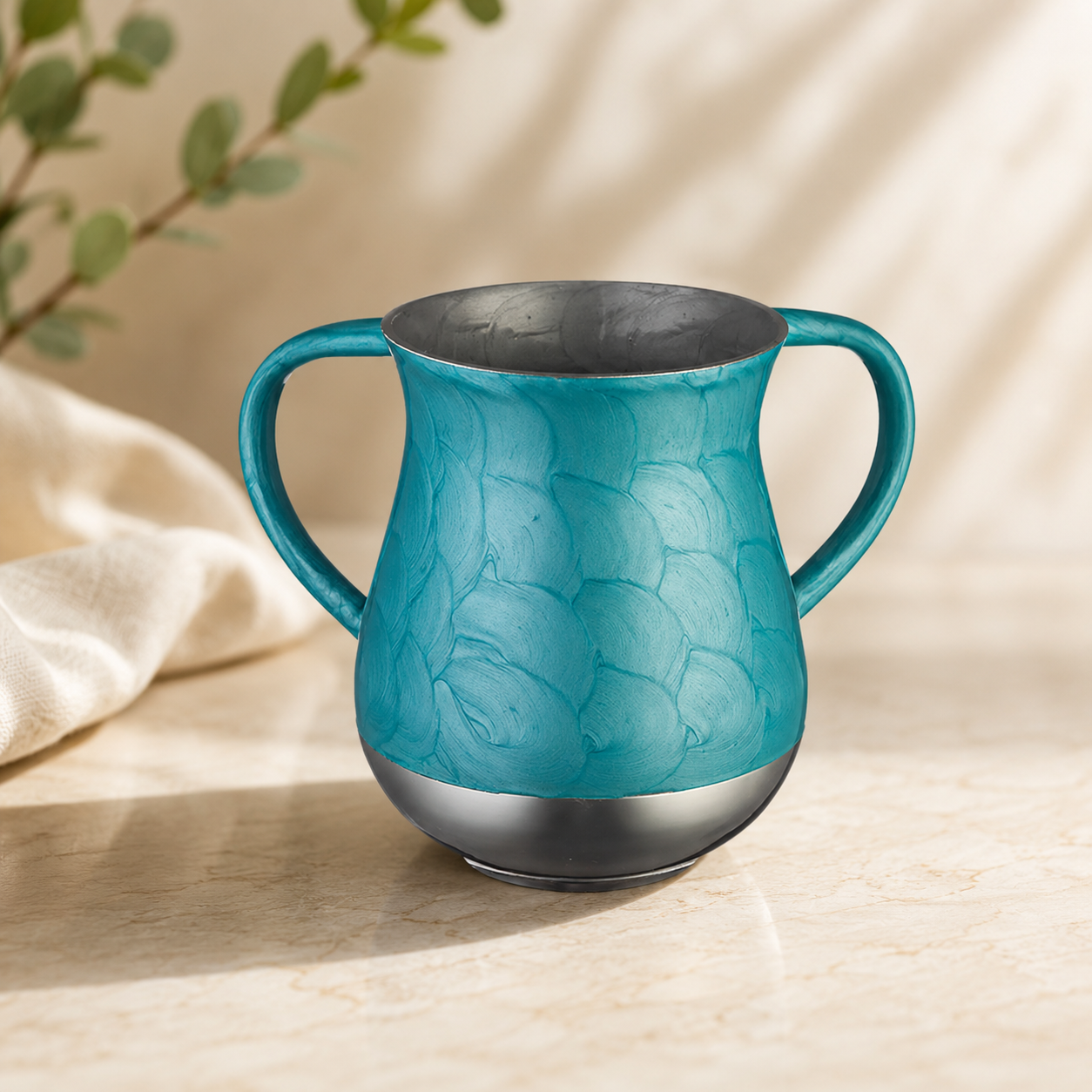 Netilat Yadayim Washing Cup - Sky Blue Aluminum