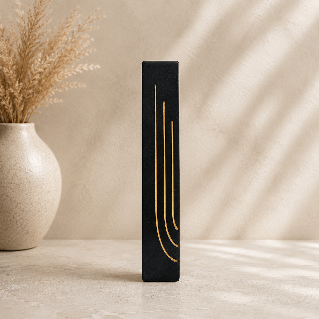 Mezuzah Case – Luxury Concrete Mezuzah with Gold Engraving | Fits 4.9" Klaf