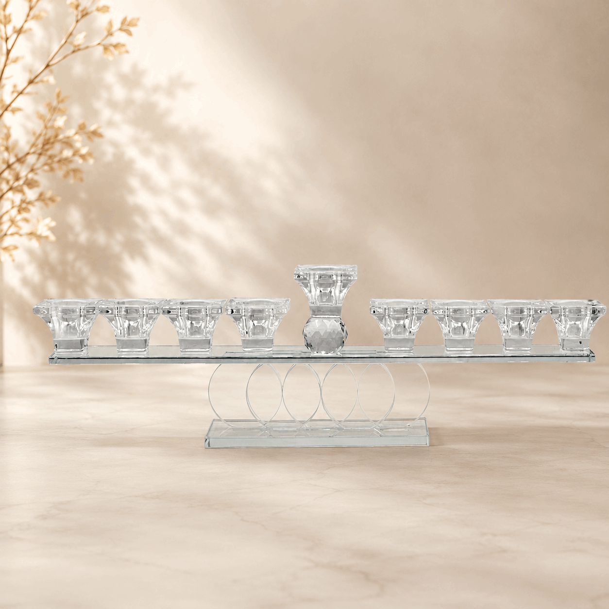 Hanukkiah – Halo Crystal Hanukkah Menorah | Colorful or Clear Crystal Edition