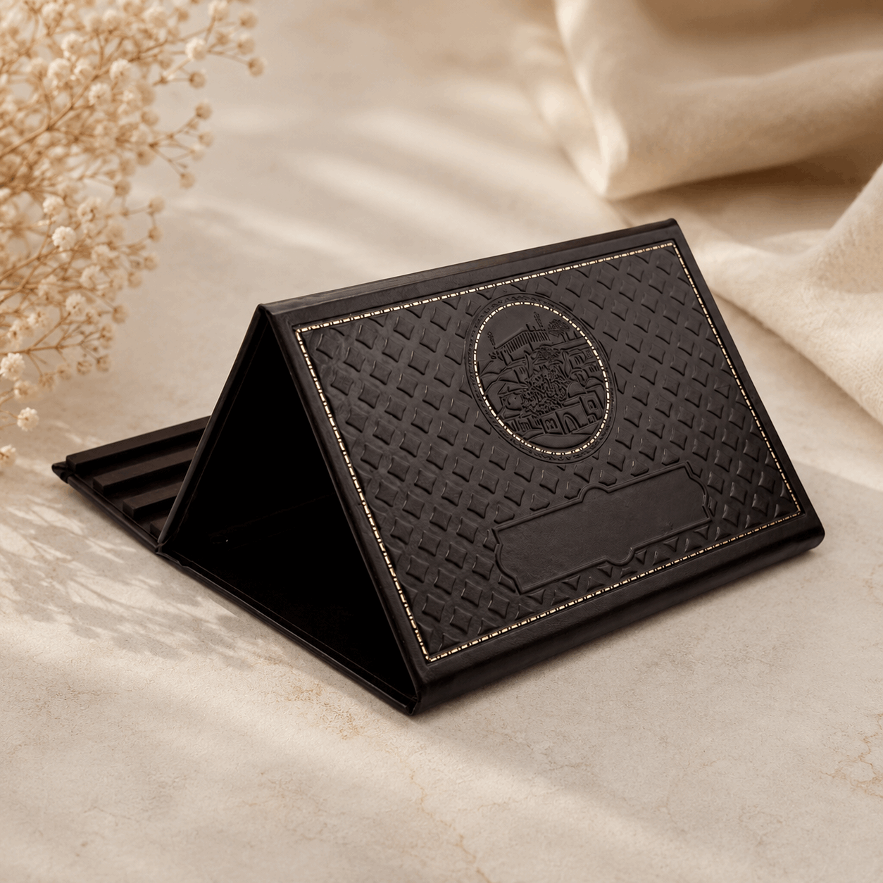 Shtender Bag – Luxury Folding Faux Leather Book Stand | Name Embossed
