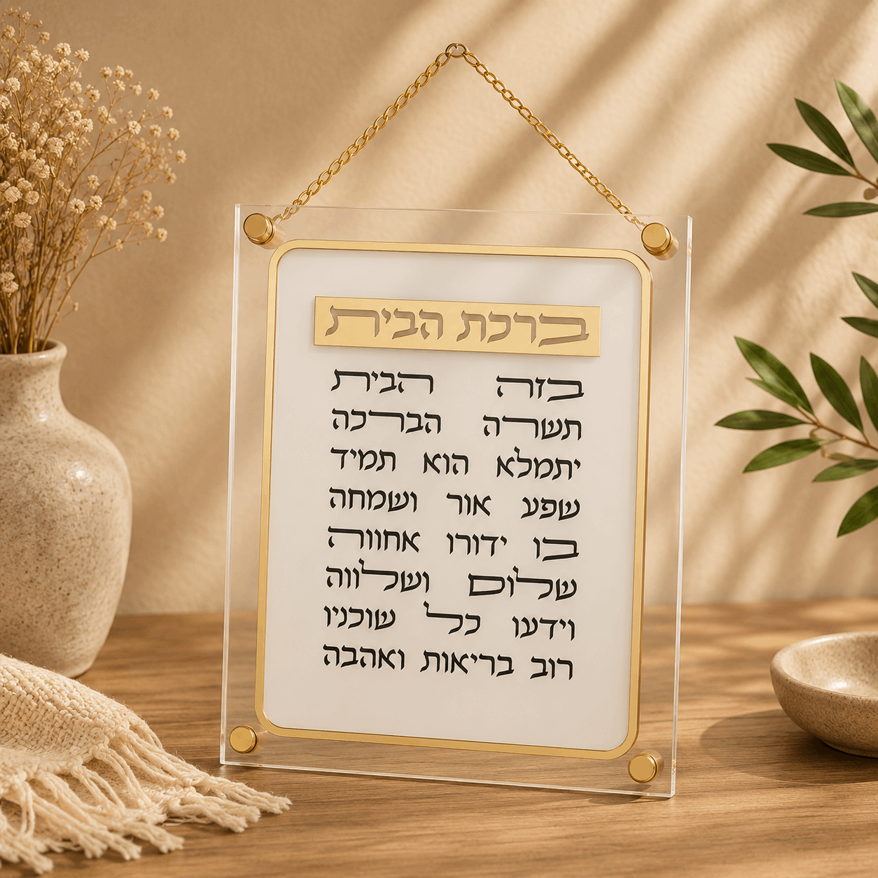 Hebrew Birkat HaBayit Wall Art – Large Elegant Design