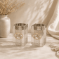 Shabbat Candlesticks - Square Crystal Gold Plaque Design